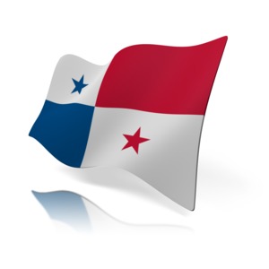 The national flag of Panama at a perspective angle.