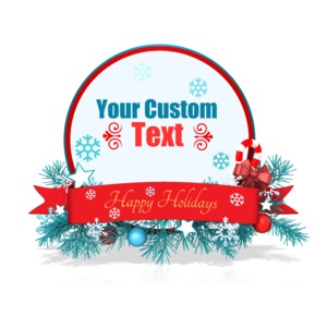 An image of a sphere with Christmas elements and pine tree branches to decorate the border. With room to put your own custom design on.