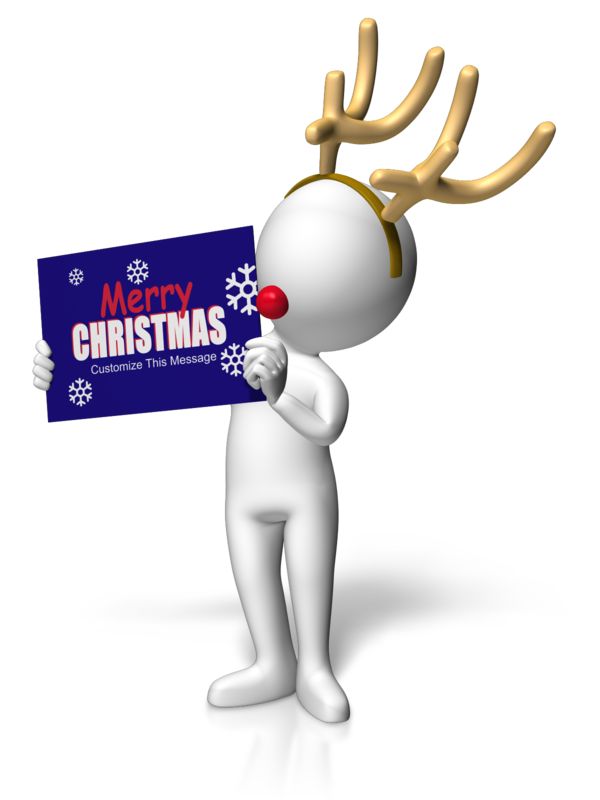 This Presentation Clipart shows a preview of Reindeer Figure Holding Custom Sign