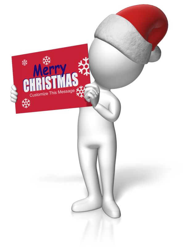 This Presentation Clipart shows a preview of Santa Figure Holding Custom Sign
