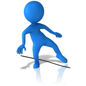 This clipart image shows a figure stepping over a boundary line.