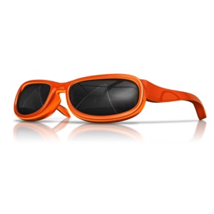 This clip art image shows a pair of sunglasses with a road in the reflection
