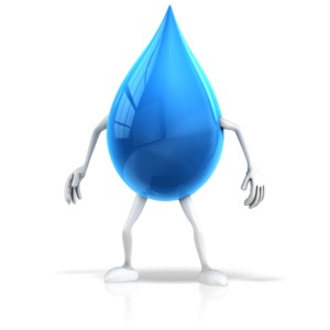 This clip art image shows a water drop character standing.