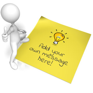 A clipart image of a stick figure presenting a piece of paper with room to put your custom text and design on.