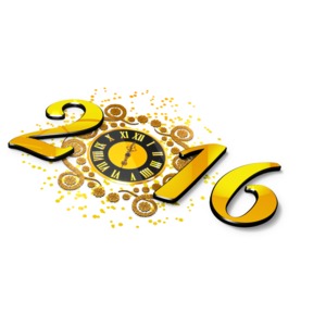 This custom text clip art shows a elegant clock ready to strike midnight with the clock being the zero in the year.