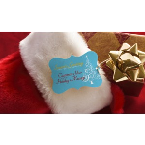 Customize the gift tag on this present in a stocking.