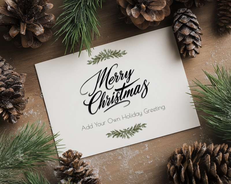 This Presentation Clipart shows a preview of Holiday Card with Pinecones