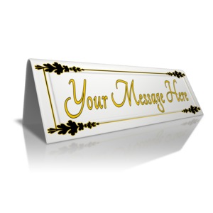 An image of a folded card with a custom message imprint.