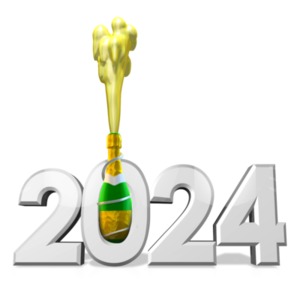 Ring in the 2024 year with style! Download this festive 2024 champagne New Year Celebration featuring an exploding champagne bottle.