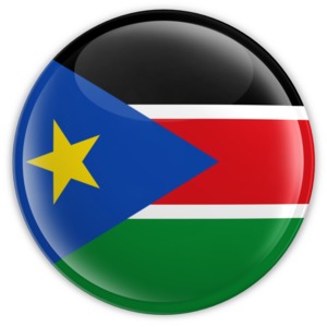 The national flag of South Sudan on a badge.