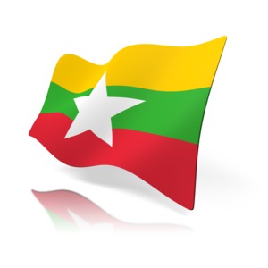 The national flag of Myanmar.