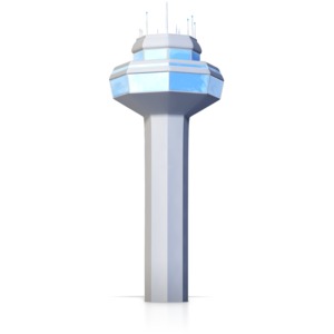 This clip art image shows an airport ground control tower.