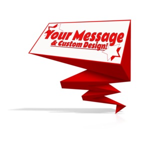 This custom design clip art image shows a geometric shape zigzagging upward into a sign which you can add your own custom design and text.