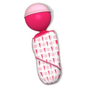 This image shows a baby girl figure swaddled in a blanket.