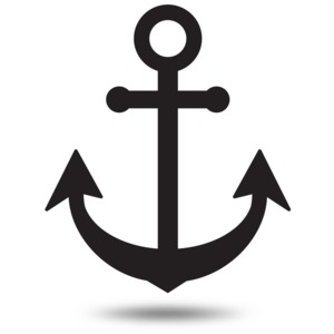 An image of a boat anchor in silhouette form.