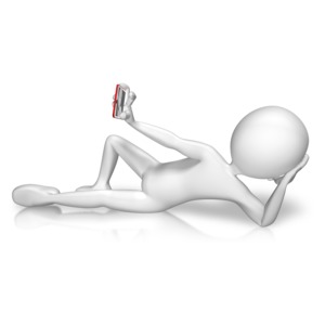 An image of a figure laying down taking a selfie.