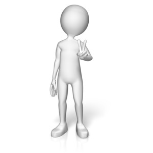 An image of a stick figure giving the peace sign.