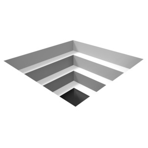 An image of a square hole with steps going downward.