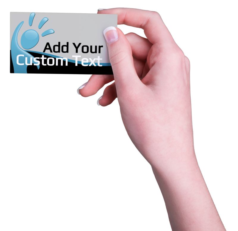 This Presentation Clipart shows a preview of Female Hand Business Card Custom