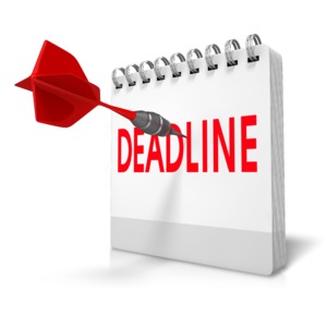 An image of a binder with the word deadline on it and an arrow sticking out.