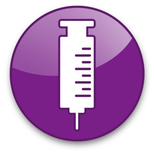 An image of a button icon with a syringe on it. 