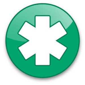 An image of a button icon with a star of life symbol on it.