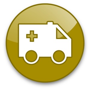 An image of a button icon with a ambulance on it