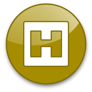 An image of a button icon with an H on it