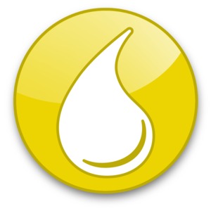 An image of a button icon with liquid drop on it