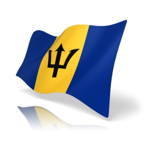 The national flag of Barbados.