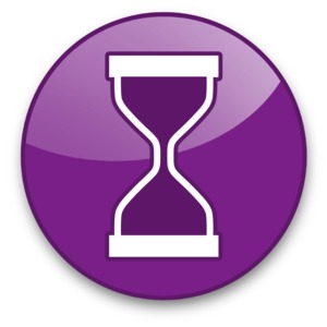 An image of a button icon with an hourglass on it.