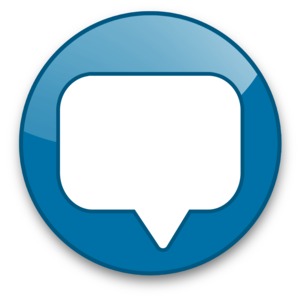 An image of a button icon with a speech bubble on it.