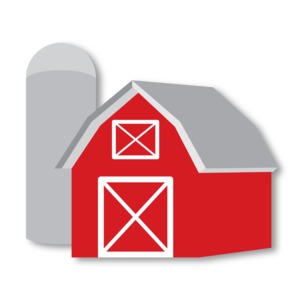 An image of a barn and silo.