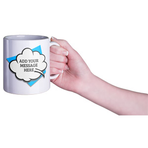 Add your own custom message to this coffee mug.