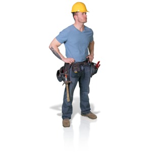 An image of a construction worker looking to the side.