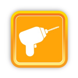 An image of a square icon with a drill on it.