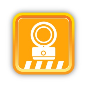 An image of a square icon with a construction safety light on it.