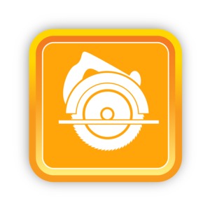 An image of a square icon with a circular saw on it.