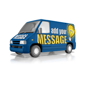 This custom design clipart image shows a van which you can customize with your own text and images.