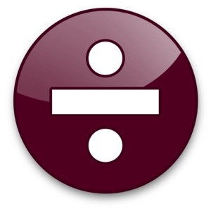 An image of a button icon with a division sign on it. 
