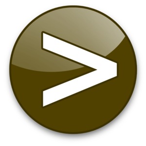 An image of a button icon with a greater than sign on it. 