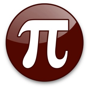 An image of a button icon with a pi sign on it. 