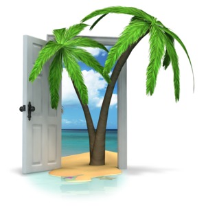 An image of a door open to paradise.