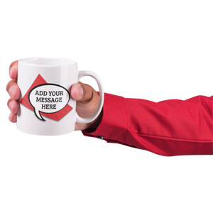 Add your own custom message to this coffee mug.