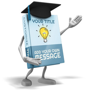 A school textbook is given arms and legs along with a graduation hat in this education themed graphic. You can customize the cover and spine of the book with your own text, logos, and colors using our online tools.