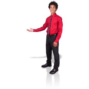&lt;p&gt;A young business man gestures to the side. This clip-art can be used to help present another image or text.&lt;/p&gt;