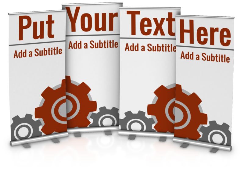 This Presentation Clipart shows a preview of Four Custom Roller Banners