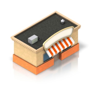 This clip art image shows a store icon.