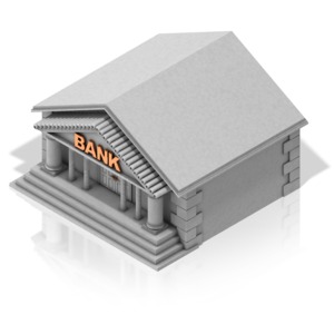 Clip-art of a stone bank building.