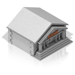 Clip-art of a stone bank building.